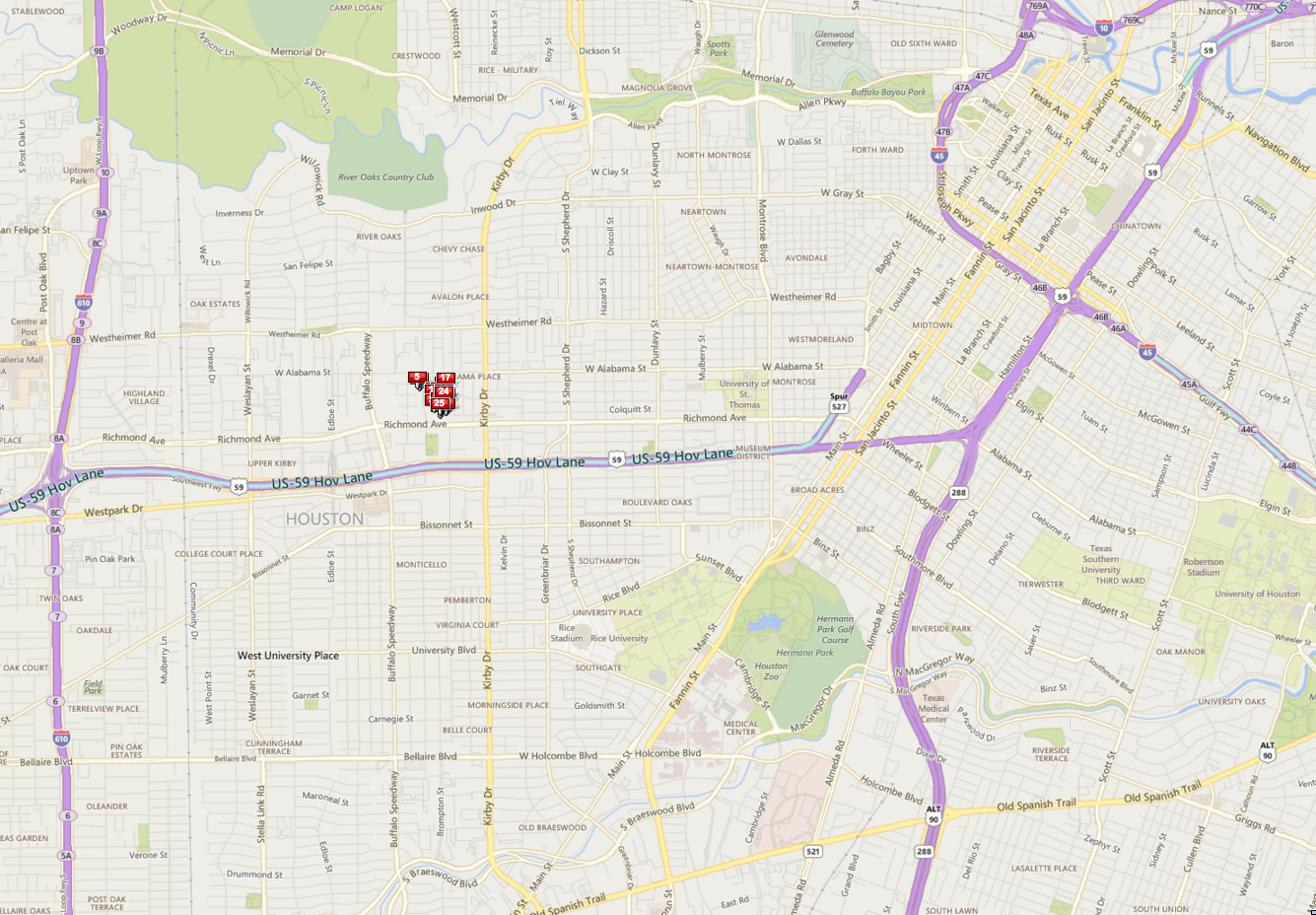 Rustling Oaks Houston map