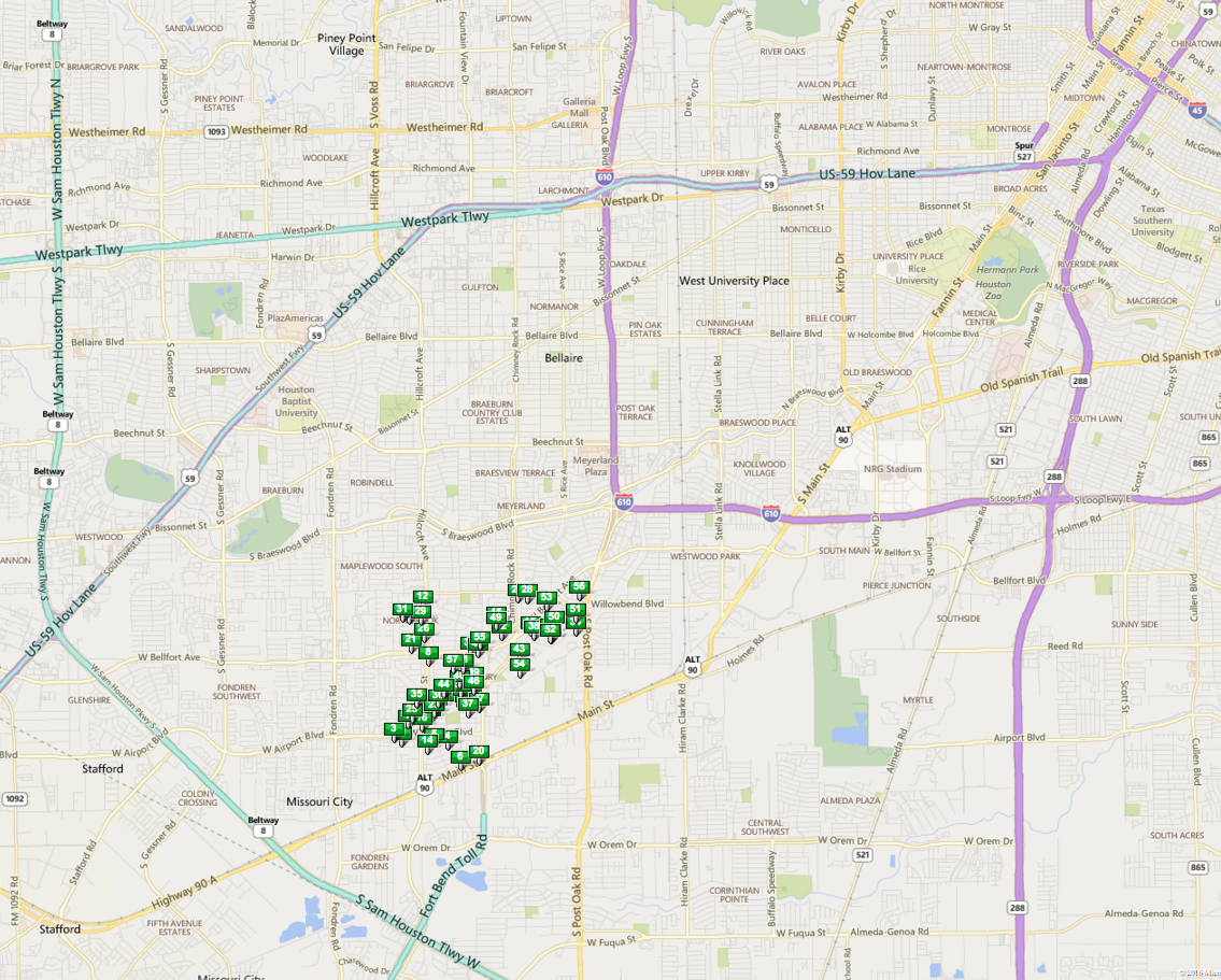 Westbury Houston map